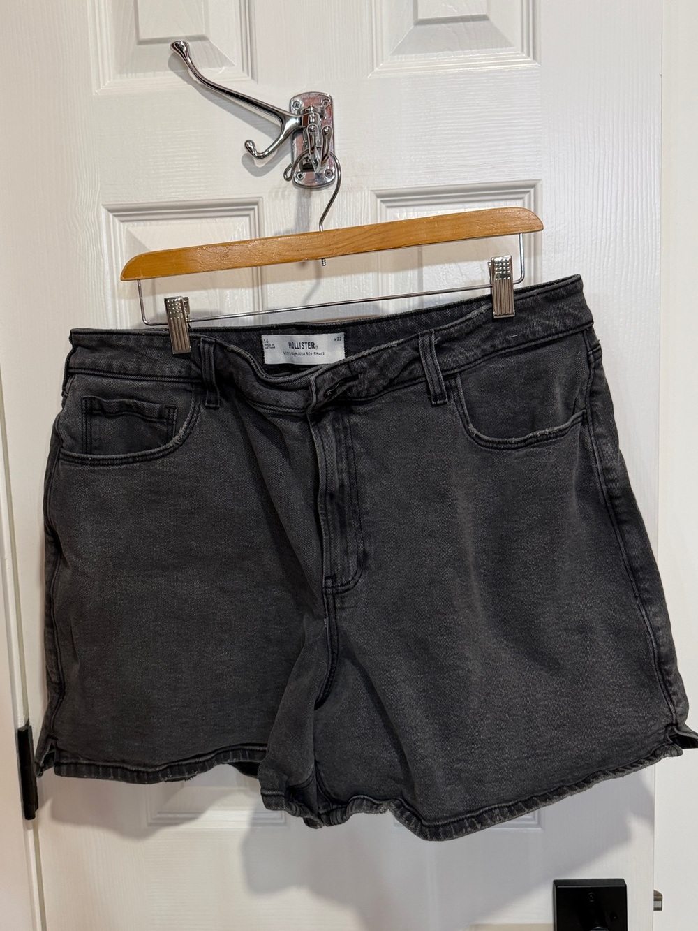 Hollister Washed Black High-Rise Denim Shorts